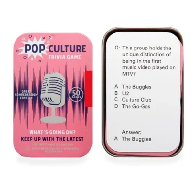 Image of Pop Culture Trivia Card Game Gift in a Tin Mini Cracker Filler