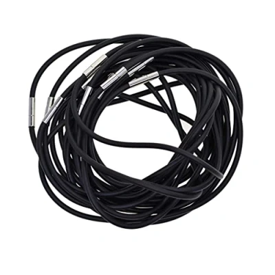 Image of Perfeclan 10 Strands 18 22 inch 3mm Black Rubber Necklace Rope Chain Jewelry Making, with Clasps,DIY Making Accessories, Black, 45cm