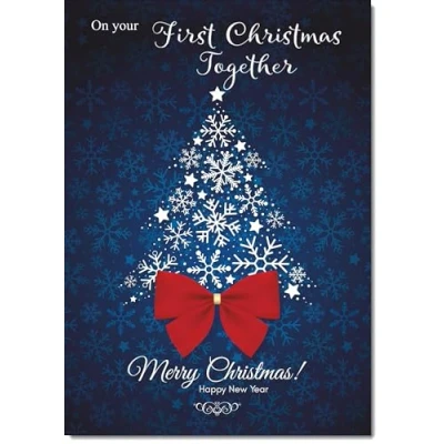 Image of doodlecards 1st First Christmas Together Card Blue Abstract Tree Large A4 Size for with Plain Envelope