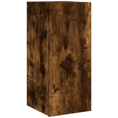 Image of vidaXL TV Wall Cabinet with LED Lights Smoked Oak 30.5x35x70 cm