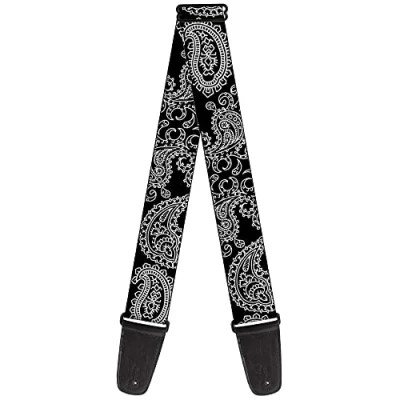 Image of Buckle Down Guitar Strap, Paisley Black White, 2 Inches Wide