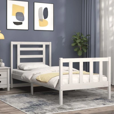 Image of vidaXL Bed Frame without Mattress White 90x200 cm Solid Wood Pine