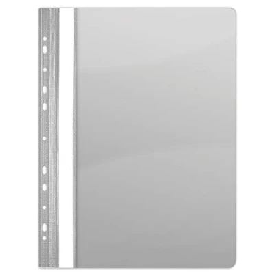 Image of DONAU 1704001PL 13 Plastic File Folder Perforated A4 Grey Transparent Durable PVC Hard Crystal Clear Cover Sheet Clamp for Office and School Euro Perforation Pack of 10