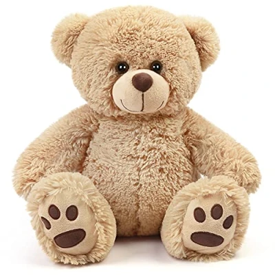 Image of LotFancy 43cm Teddy Bear Plush Toy Cuddly Toys Large Brown Cute Stuffed with Footprints Gifts for Kids Girls Girlfriend Birthday, Christmas