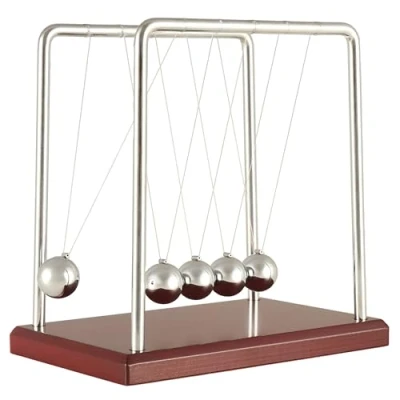 Image of Toys4Boys Newton&#039;s Cradle Office Desk Accessories 19 cm Large Newtons Toy Swinging Balls Pendulum Stress Ball Stainless Steel Decorations