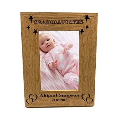 Image of ukgiftstoreonline Personalised Granddaughter Portrait Wooden Photo Frame Gift (4 x 6 Inch)