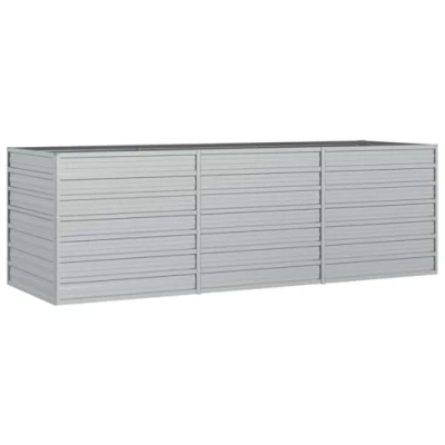 Image of vidaXL Garden Raised Bed in Silver, Galvanized Steel Outdoor, Durable, Easy Assembly, Spacious Rectangular Planter for Plants, Vegetables and Herbs