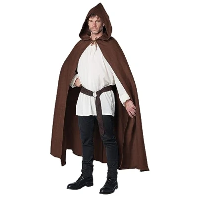 Image of California Costumes Brown Hooded Cloak for Adults Standard