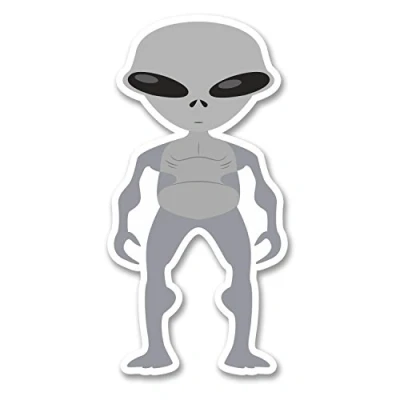 Image of 2 x 10cm Alien Grey Vinyl Sticker Laptop Car Bike Helmet Files UFO Decal #6232 (5cm Wide Tall)