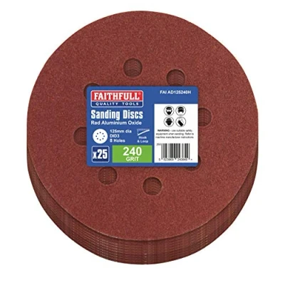 Image of Faithfull AD125240H Aluminium Oxide Disc DID3 Holed 125mm x 240g (Pack of 25)