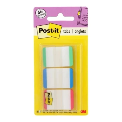 Image of Post it Tabs, 1 in, Lined, Green, Blue, Red, 22 Tabs/Color, 66 Tabs/On The Go Dispenser (686L GBR)