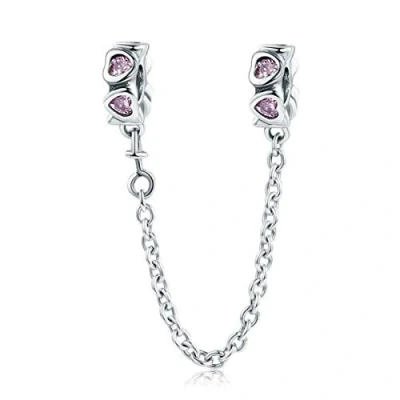 Image of ZiNuo Charm Beads Love Heart Safety Chain 925 Sterling Silver Clip Lock Stopper for Pandora Bracelet DIY Jewelry (C)