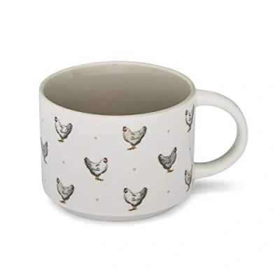 Image of Cooksmart British Designed Stacking Coffee Mug Ceramic Mugs for Home or Work Large Hot Drinks Tea and Cups Farmers Kitchen