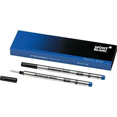 Image of Montblanc Rollerball Refills (M) Royal Blue 105159 Refill Cartridge with a Medium Nib for Pens 2 x Purple Pen