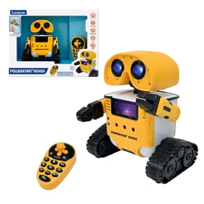Image of Lexibook ROB14 Powerman Rover, Your Adorable Robot Companion, Remote and Gesture Control, Plays Music Dances, Repeats After You, Light Sound Effects, STEM programmable, Yellow