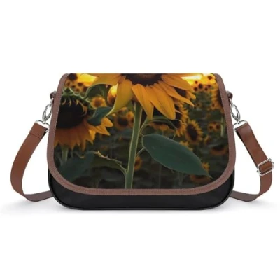Image of Leather Bag Farm Sunflower Soft Faux Handbag Shoulder Women&#039;s Wallets And Handbags Top Handle Satchels, Sunflower, One Size