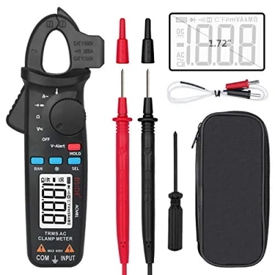 Image of BSIDE 1mA Clamp Meter Digital True RMS Auto Ranging Multimeter AC Current Temperature Diode Voltage V Alert Tester with Back Clip