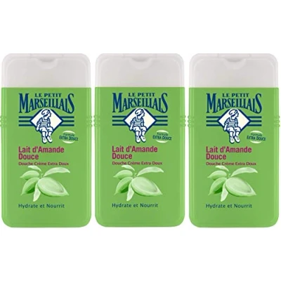 Image of Le Petit Marseillais Extra Mild Shower Gel, Sweet Almond Milk, 250 ml, Pack of 3