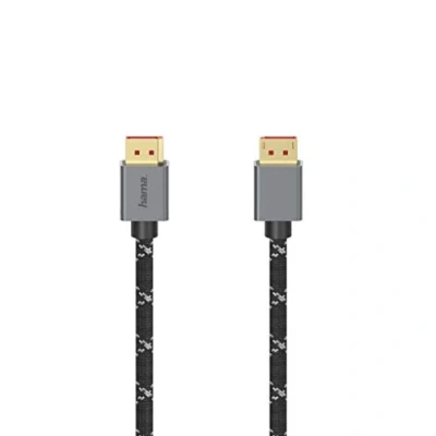 Image of Hama 200505 DisplayPort Cable 2 m Long (Display Port Metal Connector, Gold Plated Aramid Fibre Reinforced Sheath, DP 1.4, Ultra HD 8K, Aluminium, 2.00 m)