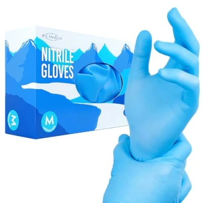 Image of JFA Medical Disposable Powder Free, Latex Food Grade, Prep Blue Nitrile Gloves Box of 100 (Medium)