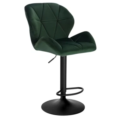 Image of WOLTU Bar Stools Dark Green Chairs Breakfast High Dining for Kitchen Island Counter Velvet Exterior/Adjustable Swivel Gas Lift/Steel Footrest &amp; Base in Black BH139dgn 1 UK