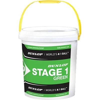 Image of Dunlop Stage 1 Green Mini Tennis Sports Ball For Beginners Bucket Of 60 Balls