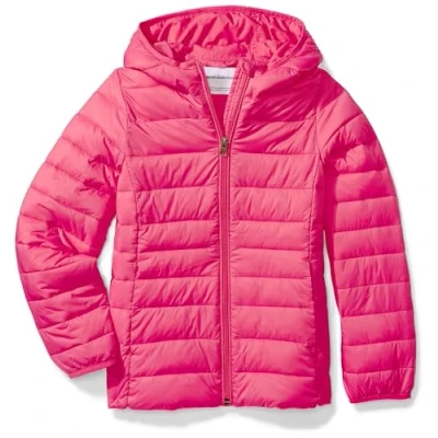 Image of Amazon Essentials Girls&#039; Lightweight Water Resistant Packable Hooded Puffer Jacket, Dark Pink, 10 Years