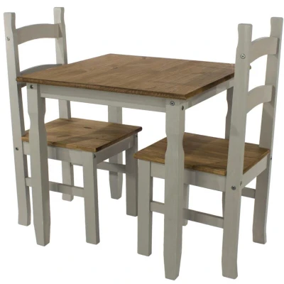 Image of Core Products Corona Grey Square Dining Table &amp; 2 Chair Set