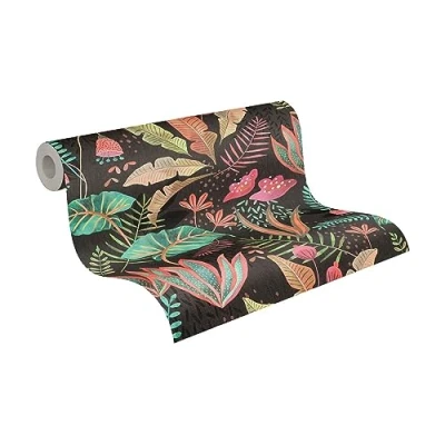 Image of A.S. Creation Famous Garden 393481 Non Woven Wallpaper Floral Look 10.05 x 0.53 m Black