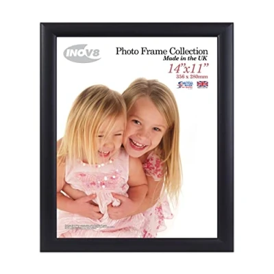 Image of Inov8 Framing British Made Traditional Picture/Photo Frame, Black Ash, 14x11 inch, Dense wood,