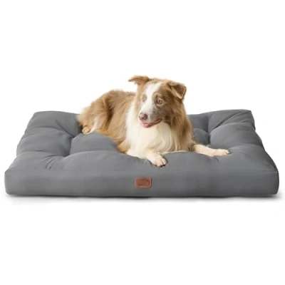 Image of Bedsure Waterproof Dog Bed Extra Large Washable XXL Mattress for with Oxford Fabric, Flat Pet Pillow Crate, XL Grey Mat Outdoor, 111x89x10cm