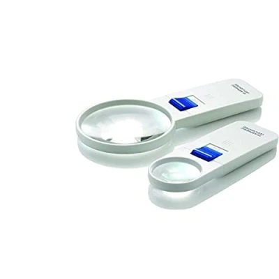 Image of HOMECRAFT Round LED Magnifier, 7X Magnification with 40mm Lens, Hand held Easy On/Off Switch, Scratch Resistant Aspheric Provides Bright Illumination, Ideal for Close Inspection Tasks