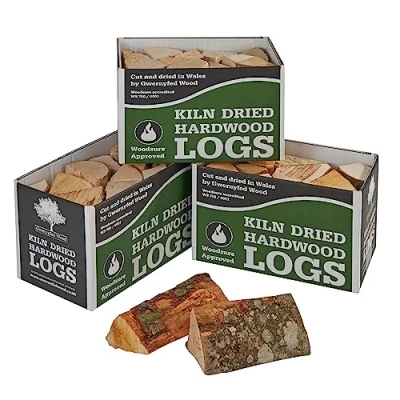 Image of Kiln Dried Hardwood Logs, (24L), WoodSure Approved, for Wood Burners, Open Fires, Stoves, Pizza Ovens, Camp Fires and Chiminea (3 Boxes (72L))