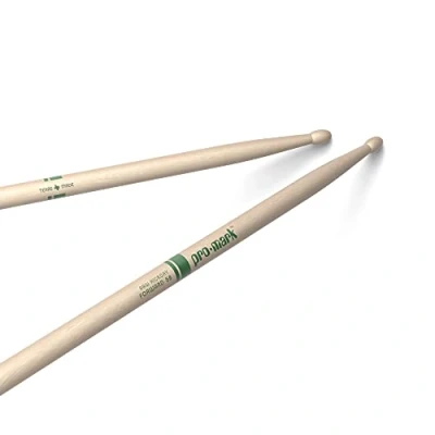 Image of ProMark Drum Sticks Classic Forward 5B Drumsticks Set Oval Wood Tip Natural, Raw Hickory Consistent Weight and Pitch 1 Pair