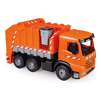 Image of Lena 02168 02168EC Mercedes Benz Sturdy Giant Arocs, Giga Garbage Approx. 74 cm, Orange Silver, XXL Truck with 2 Refuse Bins, for Children from 3 Years, Single