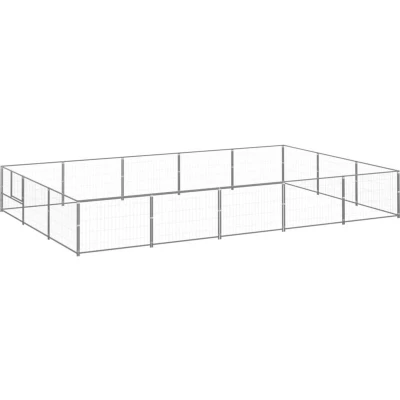 Image of vidaXL Dog Kennel Silver 15 m² Steel