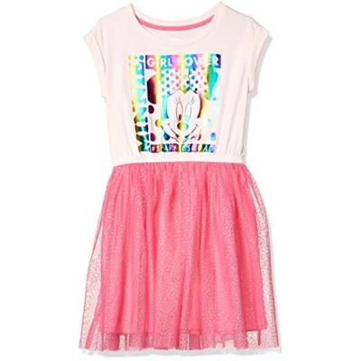 Image of Amazon Essentials Disney Marvel Star Wars Girls&#039; Knit Short Sleeved Tutu Dresses Discontinued Colours, Minnie Squad Print, 8 Years