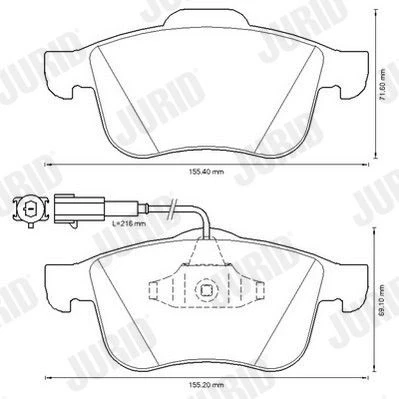 Image of 0000077365354, 0000077367959, 77365354, 77367959 Brake pad set JURID 573350JC KIT EVO Ceramic incl. wear warning contact