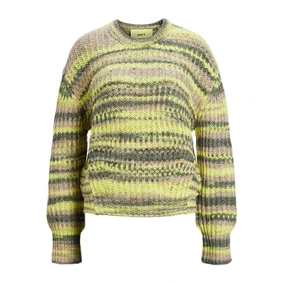 Image of JJXX Women&#039;s Jxsimone Crew Neck Knit Noos Jumper, Limeade/Stripes:/3 Multi Space Dye, XL