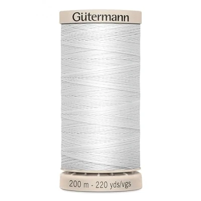 Image of Gutermann Hand Quilting Waxed Sewing Thread 200m White 5709 Each