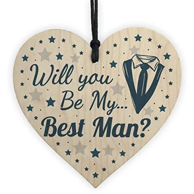 Image of RED OCEAN Will You Be My Best Man Invite Wooden Heart Plaque Wedding Invitation Asking Gift For Brother Son Friend
