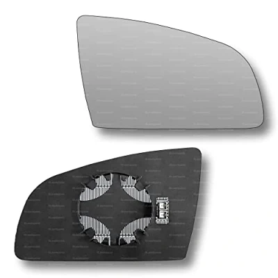 Image of Less4spares Replacement Wing Mirror Glass Right Compatible with Audi A4 2001 2008 CLIP ON Driver Off side Heated Convex