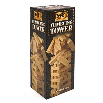 Image of M.Y Traditional Tumbling Tower Game with 48 Wooden Pieces in Full Colour Gift Box