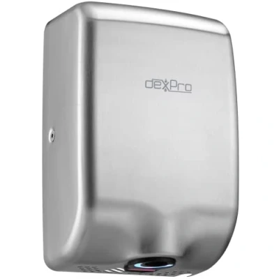 Image of Dexpro 1kW Compact Automatic Hand Dryer with High Speed Cool and Hot Air Settings 10 Second Dry Time LED Downlight for Retail Commercial Bathrooms Washrooms (Silver)