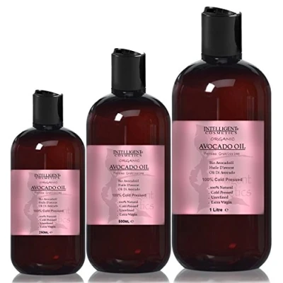 Image of Avocado Oil 100% Cold Pressed Certified Organic, Virgin, Unrefined, Pure &amp; Natural, Fighting signs of ageing, sun damaged treatment, prevent and treat acne (500ml Plastic Amber Bottle Disc Top)