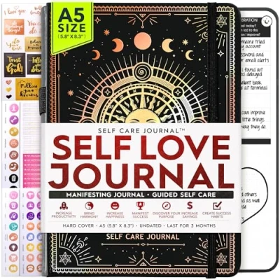 Image of Self Love Journal A 5 Minute Journal, 90 Day Planner Journey, Creating Your Dream Life, Manifestation Vision Board, Guided &amp; Personal Gratitude Undated Daily
