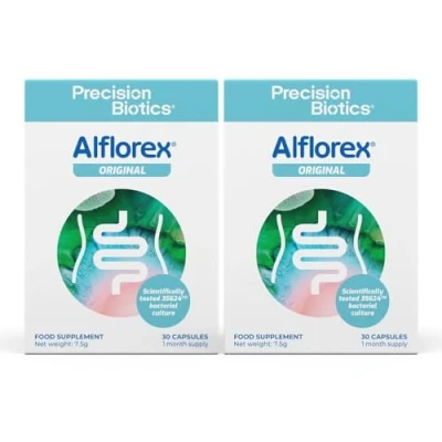Image of Alflorex Original Daily Gut Health Probiotics Contains Bifidobacterium Longum Bacterial Culture Strain 35624 No Refrigeration Required 60 Capsules
