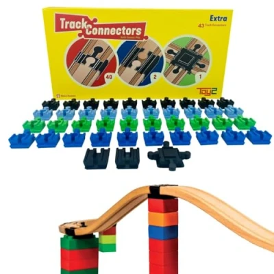 Image of 43 Brio Duplo Connectors (Adapters) Connecting bricks with wooden train tracks from IKEA Lilabo, ViGA, BioBUDDi, Hape, Hubelino &amp; Others