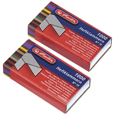 Image of Herlitz No. 10 Staples, 2X Galvanised 1000 Pieces On Card