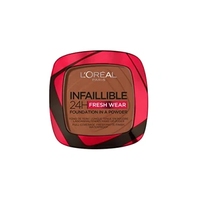 Image of L&#039;Oréal Paris Infallible 24H Fresh Wear Foundation in a Powder, Full coverage, Longwear, Weightless Smooth Finish, Water proof and Transfer proof, 365 Deep Amber
